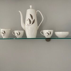 Royal Worcester “September” Bone China Set — Coffee Pot + Creamer + 2 Demi-Tasse